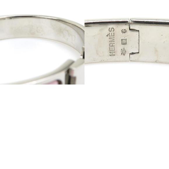 Hermes HERMES Bangle Bracelet Click Clack Metal Enamel Silver Light Pink - Picture 5 of 5